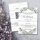 Lavendel Grünholz QR Code Hochzeit Einladung
