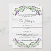 Lavendel Grünholz QR Code Hochzeit Einladung (Vorderseite)