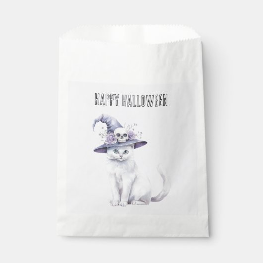 Lavendel-Halloween-Katz-Mond-Blumen Geschenktütchen (Vorderseite)