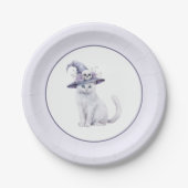 Lavendel Halloween Katze Mond Blumen Pappteller (Vorderseite)