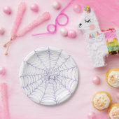 Lavendel-Halloween-Spinne im Netz Pappteller (Party)