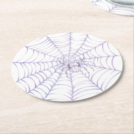 Lavendel-Halloween-Spinne im Netz Runder Pappuntersetzer