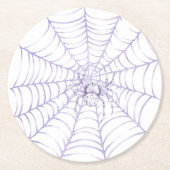 Lavendel-Halloween-Spinne im Netz Runder Pappuntersetzer (Vorderseite)
