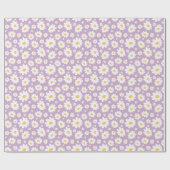 Lavendel Handgezeichnetes Gänseblümchen-Muster Geschenkpapier (Flach)