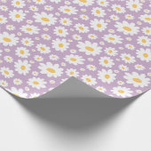 Lavendel Handgezeichnetes Gänseblümchen-Muster Geschenkpapier (Ecke)