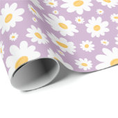 Lavendel Handgezeichnetes Gänseblümchen-Muster Geschenkpapier (Rolleneckpunkt)