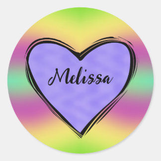 Lavendel Heart on Rainbow Runder Aufkleber