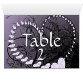 Lavendel Heart Wirbel Tischnummer Cards (Innenansicht Horizontal (Unten))