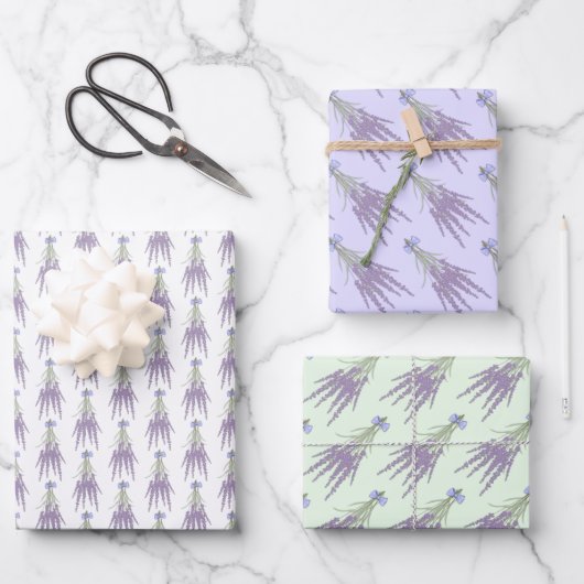 Lavendel Herb Blume Muster Geschenkpapier Set (Vorderseite)