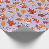 Lavendel Herbstpackpapier: Eichhörnchen, Blätter Geschenkpapier (Ecke)