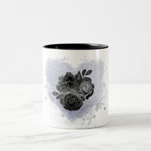 *~* Lavendel Herz Weiße Schwarze Rose Gotische Tas Zweifarbige Tasse