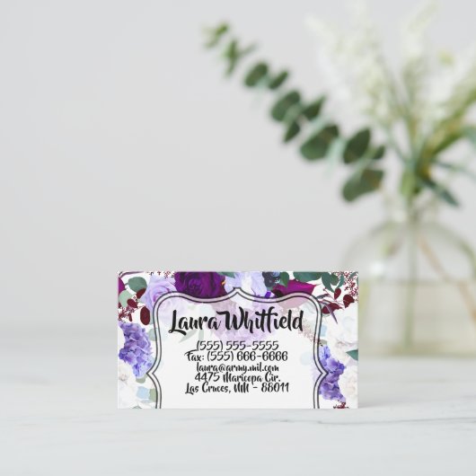 Lavendel-Hibiskus für die Visitenkarte auf Weiß (Stehend Vorderseite)