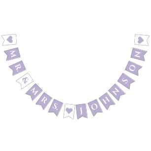 Lavendel-Hochzeit 7 Buchstaben Name Hearts Mr. & M Wimpelkette
