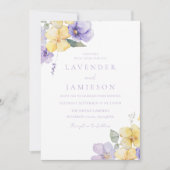 Lavendel Hochzeit Lila und sonnengelb Einladung (Vorderseite)
