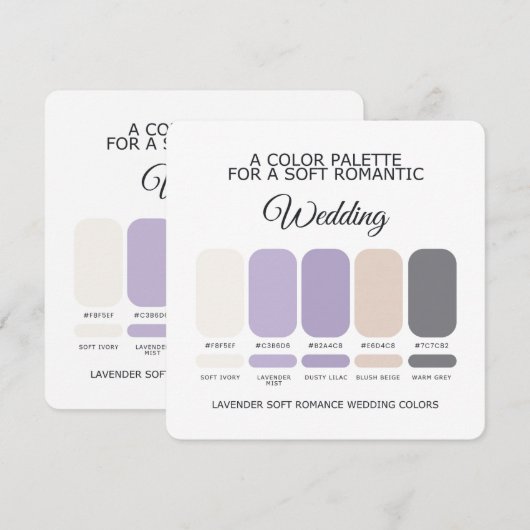 Lavendel Hochzeitsfarbpalette Karte (Vorne/Hinten)