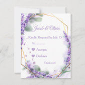 Lavendel-Hochzeitskarten RSVP Karte (Vorderseite)