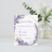 Lavendel-Hochzeitskarten RSVP Karte (Stehend Vorderseite)