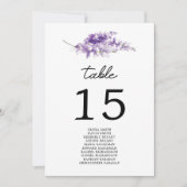 Lavendel Hochzeitsstichtabelle Tischnummer (Vorderseite)