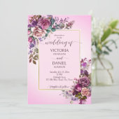 Lavendel Hochzeitsvorlage für lila rosa Rosen Einladung (Stehend Vorderseite)