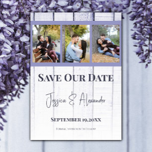 Lavendel-Holz-Fotocollage Save The Date