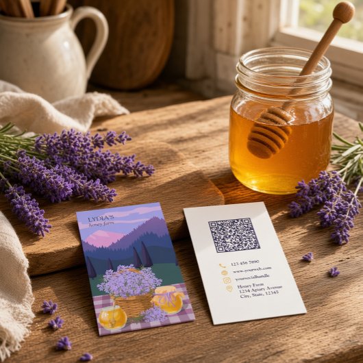 Lavendel-Honigfarm Floral Mountain QR-Code Visitenkarte