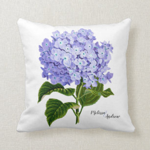 Lavendel-Hortensie Botanische Florale Personalisie Kissen