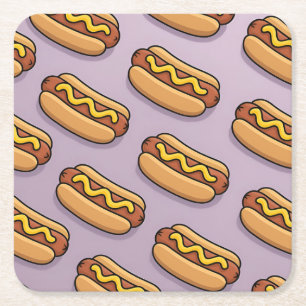 Lavendel-Hot-Dogs-Unterlegerset Rechteckiger Pappuntersetzer