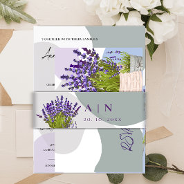 Lavendel Hübsch Monogram Lila Floral Wedding Einladungsbanderole