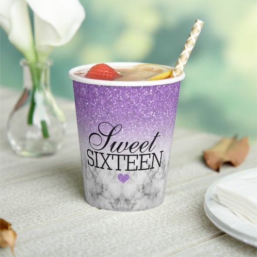 Lavendel Imitate Glitzer/Marmorsüß 16 Pappbecher (In Situ)