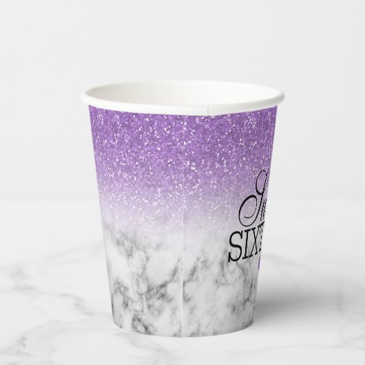 Lavendel Imitate Glitzer/Marmorsüß 16 Pappbecher (Rechts)