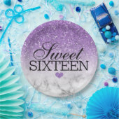 Lavendel Imitate Glitzer/Marmorsüß 16 Pappteller (Party)