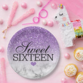 Lavendel Imitate Glitzer/Marmorsüß 16 Pappteller (Party)