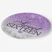 Lavendel Imitate Glitzer/Marmorsüß 16 Pappteller (Schrägansicht)