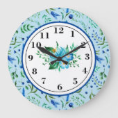 Lavendel in blau große wanduhr (Vorderseite)