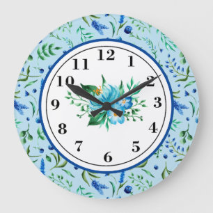 Lavendel in blau große wanduhr