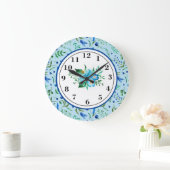 Lavendel in blau große wanduhr (Zuhause)