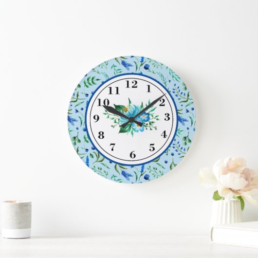 Lavendel in blau große wanduhr (Zuhause)