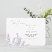 Lavendel in Blütendusche horizontal Einladung (Stehend Vorderseite)