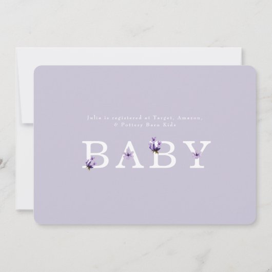 Lavendel in Blütendusche horizontal Einladung (Rückseite)