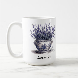 Lavendel in Delft Blau, anpassbar Kaffeetasse