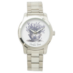 Lavendel in Delft-Blau Armbanduhr