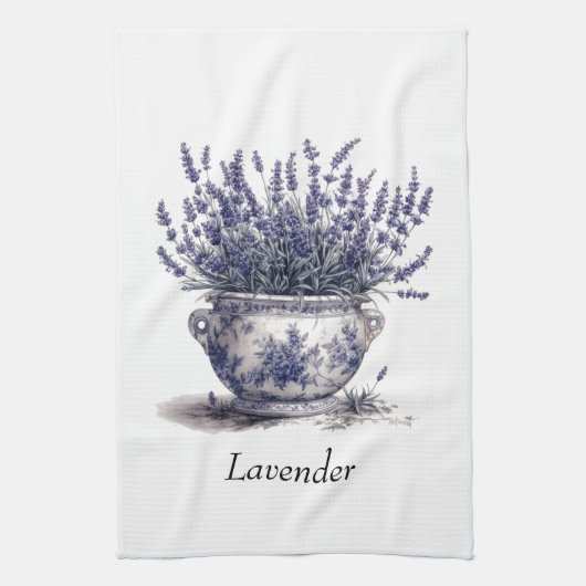 Lavendel in Delft Blau Geschirrtuch (Vertikal)