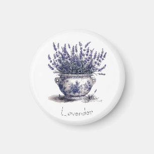 Lavendel in Delft Blau Magnet