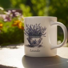 Lavendel in Delft Blue, benutzerdefinierbar Kaffeetasse