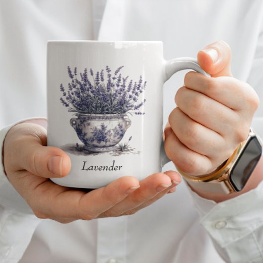 Lavendel in Delft Blue, benutzerdefinierbar Kaffeetasse