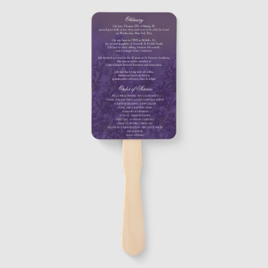 Lavendel in der Beerdigung von Erinnerungen Fächer (Rückseite)