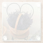 Lavendel in einem Korb Glasuntersetzer (Rückseite)