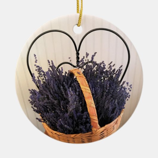 Lavendel in einem Korb Keramik Ornament (Vorne)
