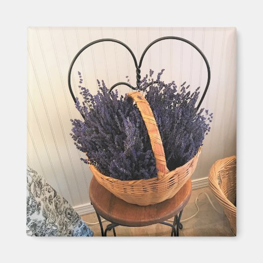 Lavendel in einem Korb Magnet (Vorne)