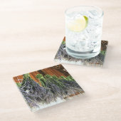 Lavendel in einer Scheune Glasuntersetzer (Schrägansicht)